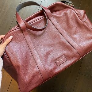 Ted Baker Traves Leather Holdall In Red NWT